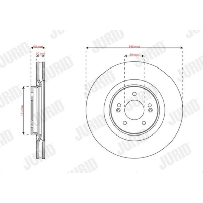 Imagem de FERODO Disco de travão 345mm 30mm 5 ventilado revestido DDF3171C 1 51712L1700 Discos