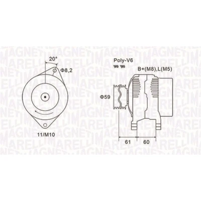Imagem de MAGNETI MARELLI 063731643010 Alternador 14V 120A FIAT: Ducato II Camião de plataforma/Chassis, Van, Minibus, PEUGEOT: Boxer Van