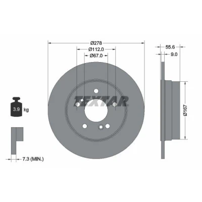 Imagem de TEXTAR 92032700 Disco de travão 278 9 05/07 112 cheio sem pernos fixação da roda, cubo roda MERCEDES BENZ: Classe C Sedan, CLK Coupe