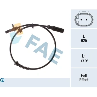 Imagem de FAE 78267 Sensor de ABS com cabo Hall 2pólos 625mm OPEL: Corsa D Hatchback, FIAT: Punto Evo Hatchback