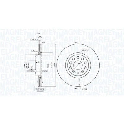Imagem de MAGNETI MARELLI 360406050601 Disco de travão 312, 312 25 5 65 interior ventilado revestido com tinta resistente a raios UV alto carbono parafusos