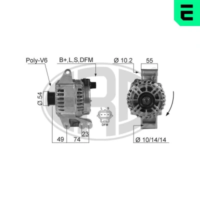 Imagem de ERA 210359A Alternador 14V 104A FORD: FIESTA 5, KA Hatchback