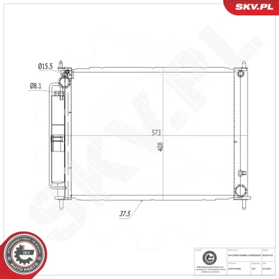 Imagem de ESEN SKV 86SKV592 Condensador com secador Alumínio 573mm RENAULT: Clio III Grandtour, Modus / Grand