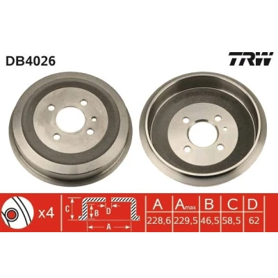 Imagem de TRW DB4026 Tambor de Travão 247,5 BMW: 3 Sedan