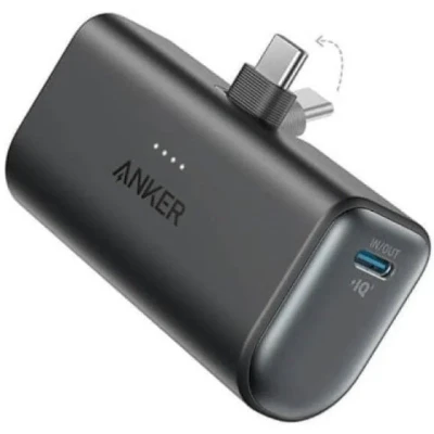Imagem de Nano Power Bank 5000mAh, 22,5W, integrado com conector USB C, preto