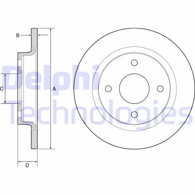 Imagem de DELPHI BG4954C Disco de travão 253 12 4 cheio revestido não tratado sem o rolamento da roda, anel sensor do ABS FORD: Fiesta 7, Mk7 Van