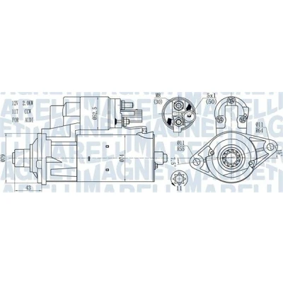 Imagem de MAGNETI MARELLI 063721584010 Motor de arranque 12 1,7 11 VOLKSWAGEN: Transporter 5 Bus, GOLF 6, Passat B6 Sedan, SKODA: Superb II Carrinha