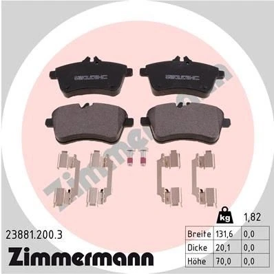 Imagem de ZIMMERMANN 23881.200.3 Jogo de pastilhas para travão disco MERCEDES BENZ: Classe A, B