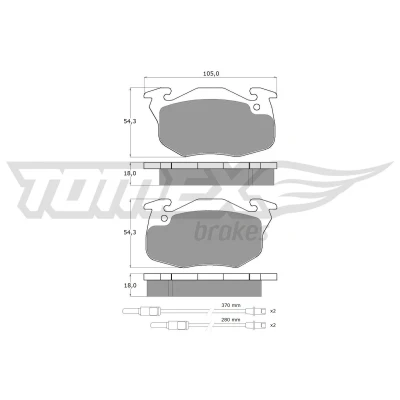 Imagem de TOMEX brakes TX 10 341 Jogo de pastilhas para travão disco Eixo dianteiro incl. contacto aviso desgaste com acessórios