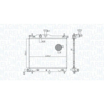Imagem de MAGNETI MARELLI 350213182900 Radiador, arrefecimento do motor 350mm 448mm 16mm Aletas de refrigeração soldadas HYUNDAI: i10 I (PA) 1.1, 1.2, 1.1 LPG
