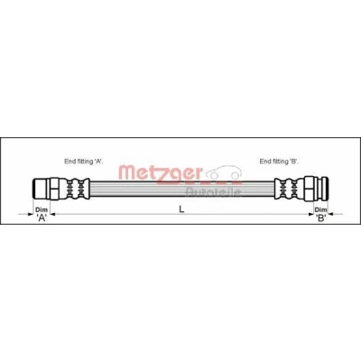 Imagem de METZGER 4114736 Mangueira de Travão 283 F10 x 1 VOLKSWAGEN: GOLF 2