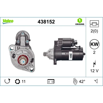 Imagem de VALEO NEW ORIGINAL PART 438152 Motor de arranque 12 2 VOLKSWAGEN: Golf 4, 5, Bora Sedan, SEAT: Ibiza 3, Alhambra I, Leon I Hatchback