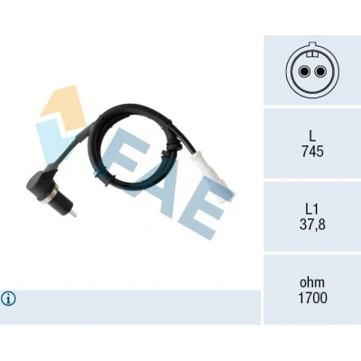 Imagem de FAE 78555 Sensor de ABS inductivo 2pólos 745mm