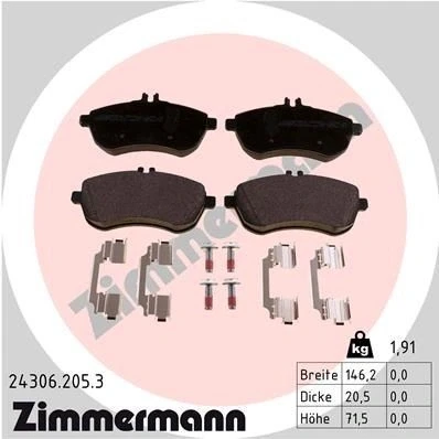 Imagem de ZIMMERMANN 24306.205.3 Jogo de pastilhas para travão disco MERCEDES BENZ: Classe C T modell, Sedan, Coupe