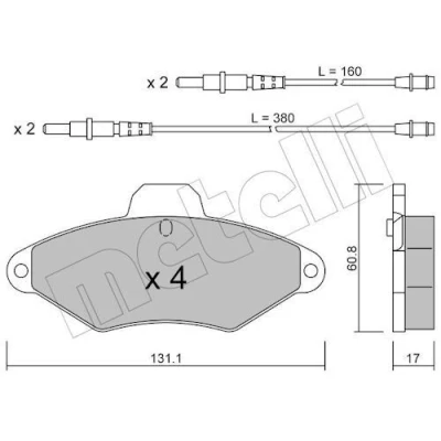 Imagem de METELLI 22 0144 0 Jogo de pastilhas para travão disco incl. contacto aviso desgaste CITROËN: Xantia Hatchback