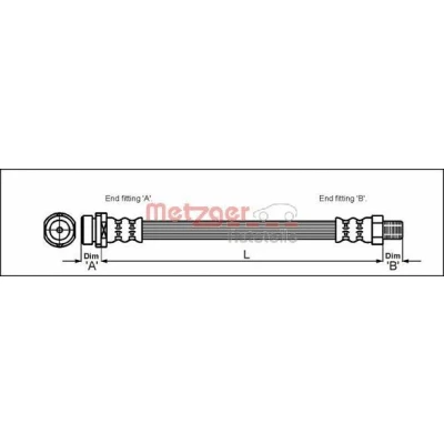 Imagem de METZGER 4112314 Mangueira de Travão 280 M10x1