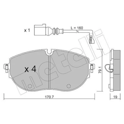 Imagem de METELLI 22 1322 0 Jogo de pastilhas para travão disco preparado indicador aviso desgaste VOLKSWAGEN: Transporter 6, MULTIVAN T7