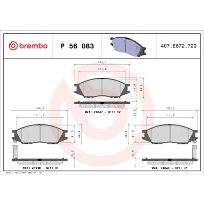 Imagem de BREMBO P 56 083 Jogo de pastilhas para travão disco com avisador sonoro desgaste sem acessórios NISSAN: Almera 2 Limousine