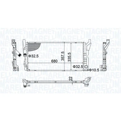Imagem de MAGNETI MARELLI 350213202900 Radiador, arrefecimento do motor 680 335,5 22 Aletas de refrigeração soldadas