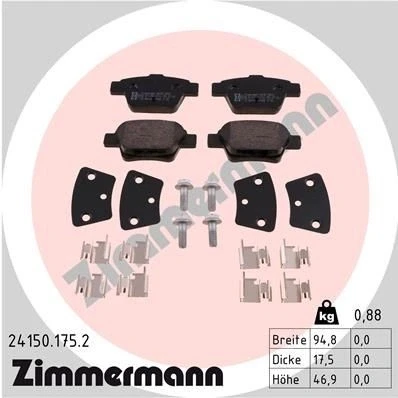 Imagem de ZIMMERMANN 24150.175.2 Jogo de pastilhas para travão disco com parafusos A imagem corresponde ao volume fornecimento, mola