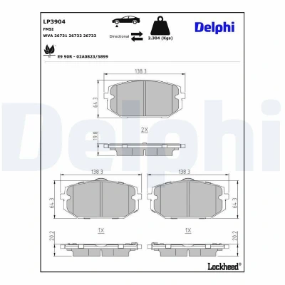 Imagem de DELPHI Jogo de pastilhas para travão disco com avisador sonoro desgaste LP3904 HYUNDAI: Tucson