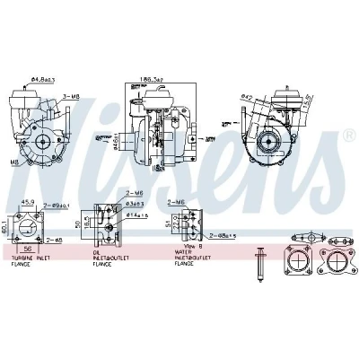 Imagem de NISSENS 93615 Turbocompressor accionado pelos gases de escape arrefecido a óleo, refrigerado água pneumático sem colector