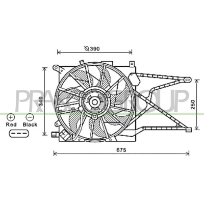 Imagem de PRASCO OP017F007 Ventilador de Radiador 390mm 12V 280W