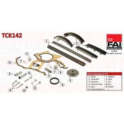 Imagem de FAI AutoParts TCK142 Jogo de correntes distribuição com juntas, carretos simples, dupla, Corrente roletes OPEL: Frontera B SUV, Astra G CC