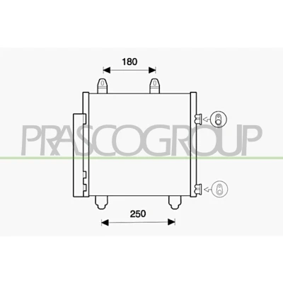 Imagem de PRASCO CI206C001 Condensador com secador 14mm 11mm Alumínio 388mm R134a