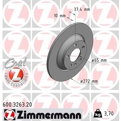 Imagem de ZIMMERMANN 600.3263.20 Disco de travão 272 10 6/5 5 100 cheio revestido