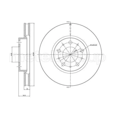 Imagem de METELLI Disco de travão VOLVO: 850 Carrinha, V70 I, XC70 I Cross Country 280,0mm 26,0mm 5 68,0mm ventilado pintado 23 0375C 271788,2717882,31262092