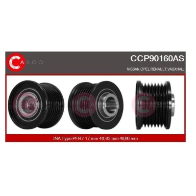 Imagem de CASCO CCP90160AS Polia, alternador RENAULT: LAGUNA 2, DACIA: LOGAN 2