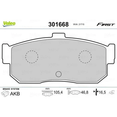 Imagem de VALEO 301668 Jogo de pastilhas para travão disco FIRST Eixo traseiro excl. contacto aviso desgaste sem chapa anti ruído