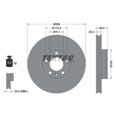 Imagem de TEXTAR 92057700 Disco de travão 296 28 05/06 110 interior ventilado sem pernos fixação da roda, cubo roda OPEL: Omega B Caravan