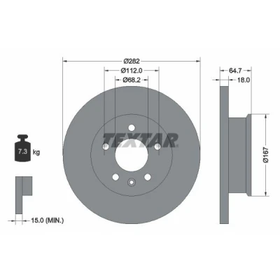 Imagem de TEXTAR 92058500 Disco de travão 282 18 05/06 112 cheio sem pernos fixação da roda, cubo roda VOLKSWAGEN: Transporter 4 Bus,