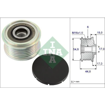 Imagem de INA 535 0114 10 Polia Roda Livre do Alternador Ferramenta especial necessária para a montagem RENAULT: CLIO 2, 2 Kasten, Kangoo I Express