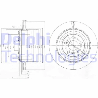 Imagem de DELPHI BG4030 Disco de travão 330 22 5 ventilado oleado não tratado sem o rolamento da roda, anel sensor do ABS MERCEDES BENZ: Classe ML