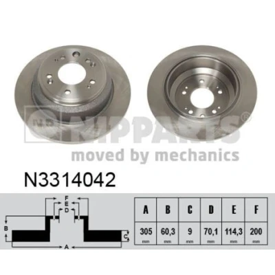 Imagem de NIPPARTS Disco de travão HONDA: ACCORD 8 Kombi, Eixo traseiro 305mm 9mm 5 114,3mm cheio N3314042 42510TL0G50,42510TL0G51 Discos
