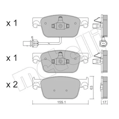 Imagem de METELLI 22 1125 0 Jogo de pastilhas para travão disco incl. contacto aviso desgaste AUDI: A4 B9 Avant, Sedan, A5 Coupe