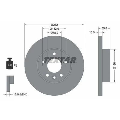 Imagem de TEXTAR PRO 92083703 Disco de travão 282 18 05/06 112 cheio revestido sem pernos fixação da roda, cubo roda VOLKSWAGEN: TRANSPORTER 4 Bus