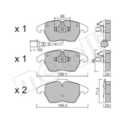Imagem de METELLI 22 0548 0 Jogo de pastilhas para travão disco incl. contacto aviso desgaste VOLKSWAGEN: GOLF 5, 6, Passat B6 Sedan