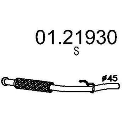 Imagem de MTS 01.21930 Tubo de escape 850mm à frente para a panela central PEUGEOT: 206 Hatchback
