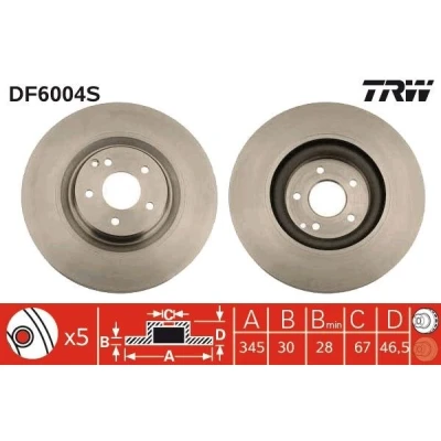 Imagem de TRW DF6004S Disco de travão 345 30 5 112 ventilado MERCEDES BENZ: Classe C Sedan, T modell, CLK Coupe