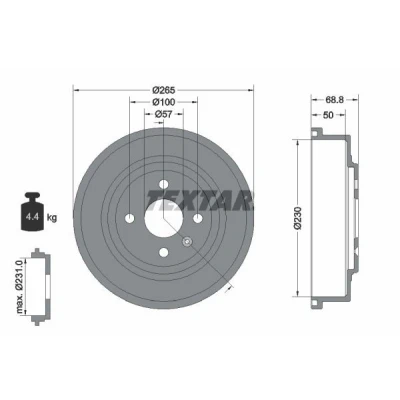 Imagem de TEXTAR 94031500 Tambor de Travão sem o rolamento da roda, pernos fixação cubo roda 265 OPEL: Corsa C Hatchback, Astra G CC