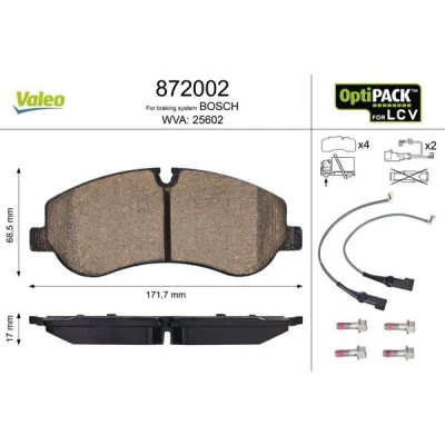 Imagem de VALEO 872002 Jogo de pastilhas para travão disco FORD: Transit Custom V362 Van, Mk7 Camião plataforma / Chassis