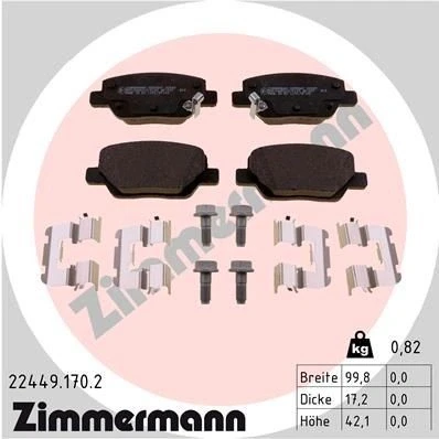 Imagem de ZIMMERMANN 22449.170.2 Jogo de pastilhas para travão disco FIAT: Tipo Carrinha, Hatchback, Sedan
