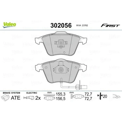 Imagem de VALEO 302056 Jogo de pastilhas para travão disco FIRST Eixo dianteiro incl. contacto aviso desgaste com chapa anti ruído AUDI: Allroad C5