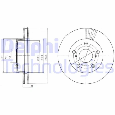 Imagem de DELPHI Disco de travão TOYOTA: HILUX 3 Pick up 28mm 5 ventilado oleado não tratado BG4181 435120K010,435120K030 Discos