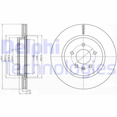 Imagem de DELPHI BG4388C Disco de travão 315 23 5 ventilado revestido não tratado sem o rolamento da roda, anel sensor do ABS OPEL: Zafira C Tourer