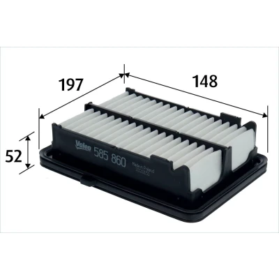 Imagem de VALEO 585860 Filtro de ar 52 148 197 Cartucho filtrante HONDA: JAZZ 4